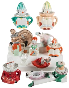 Group of Twelve Clown Related Items. Including 11 ceramic p...