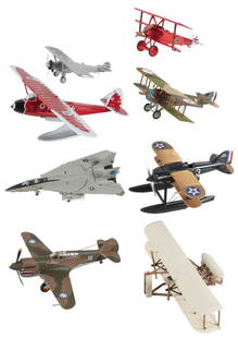 Eight Hallmark and Other Model Airplanes. Circa 1999-2002. ...: Eight Hallmark and Other Model Airplanes. Circa 1999-2002. Desk-sized scale models of antique and modern airplanes, including an ERTL Texaco plane on stand; and seven others by Hallmark including F-14