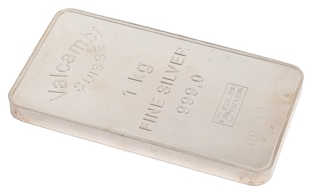 Valcambi Silver Bar (1 Kilogram). A silver bar, .999 purity...