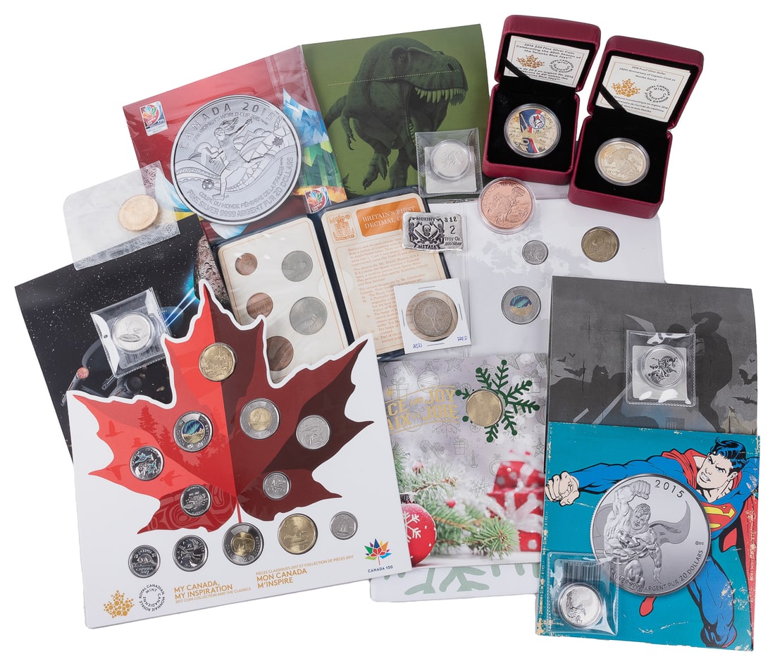 [COINS & SILVER]. Group of proof coins and silver. Includin... (1 of 2)