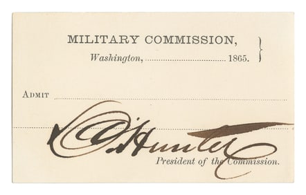 [LINCOLN ASSASSINATION]. HUNTER, General David (1802-1886)....