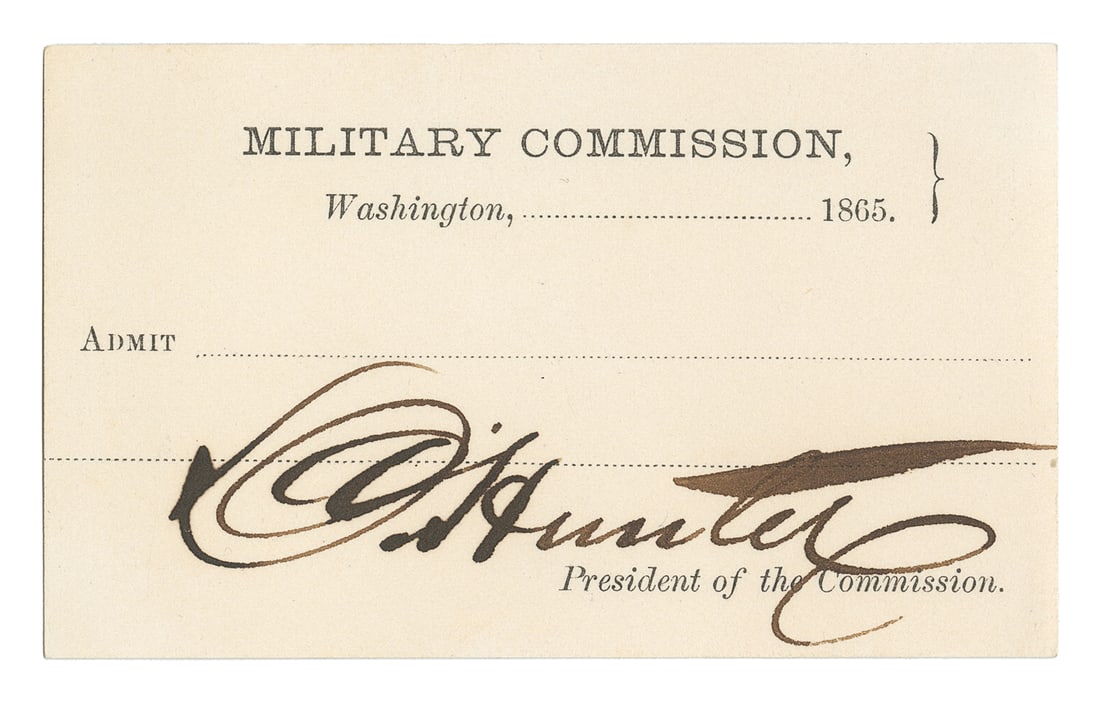 [LINCOLN ASSASSINATION]. HUNTER, General David (1802-1886).... (1 of 2)