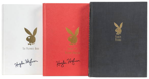 [PLAYBOY MAGAZINE]. [HEFNER, Hugh M. (1926-2017), contribut...: [PLAYBOY MAGAZINE]. [HEFNER, Hugh M. (1926-2017), contributor]. Trio of First Editions of Books About the History of Playboy Magazine, All Signed by Hefner, and Multiple Playmates, including: EDGREN,