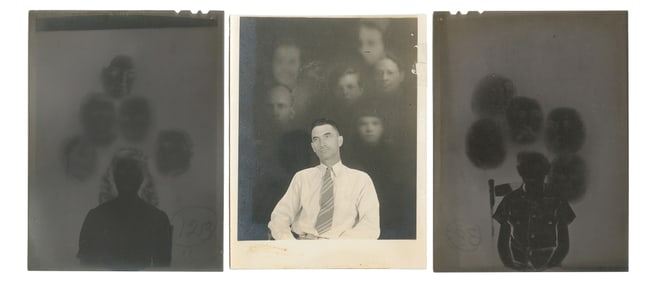 [SPIRIT PHOTOGRAPHY]. A spirit photograph and two negatives...
