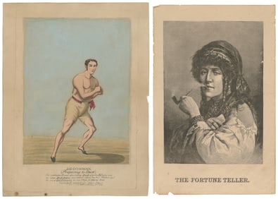 [PRINTS]. Two 19th century prints of curious characters. In...