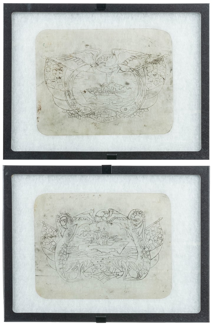 Two large naval tattoo acetate sheets. American, ca. 1980s-... (1 of 3)