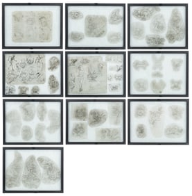 Group of 68 tattoo stencils. American, ca. 1980s-90s. 68 ac...