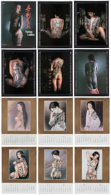 Two Japanese tattoo ladies calendars. 1980s. Including a 19...