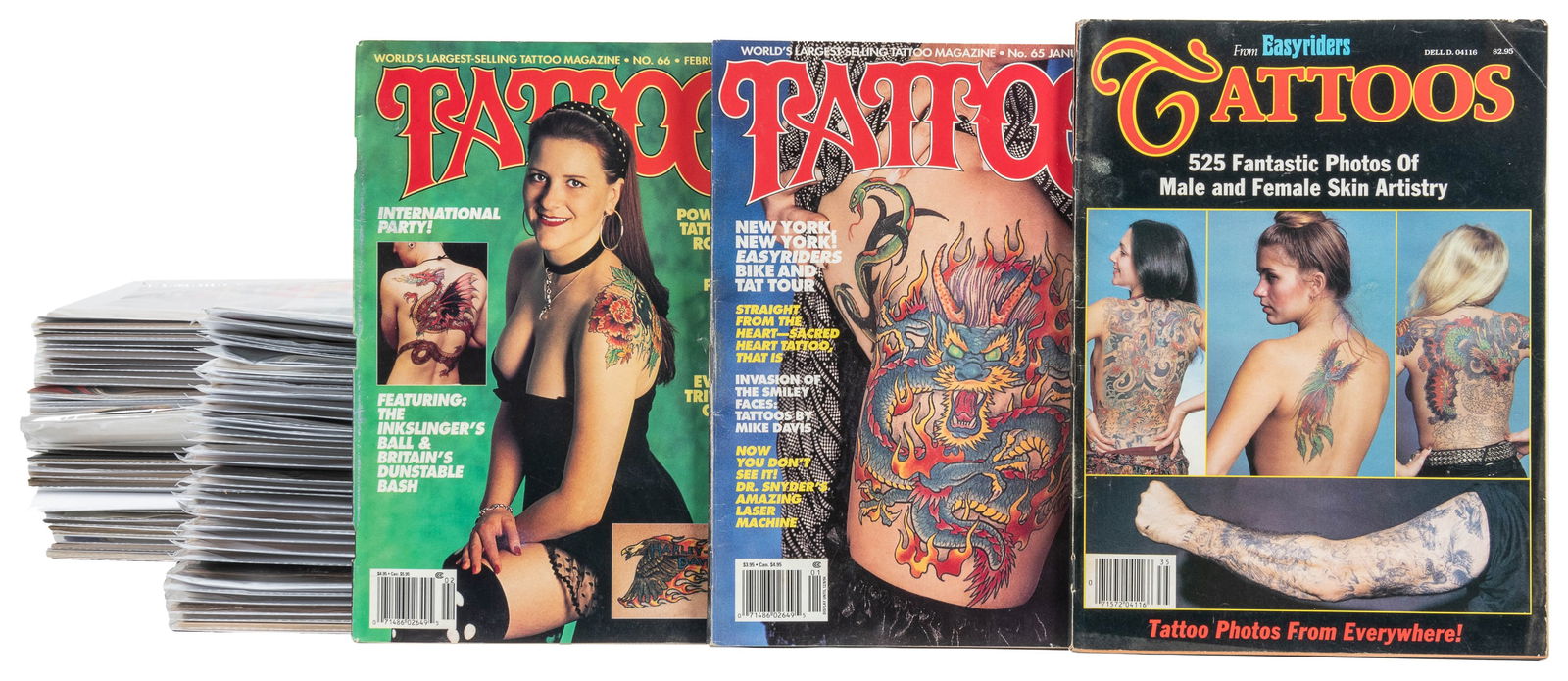 Group of over 60 tattoo and biker magazines. 1980s-90s. Gro... (1 of 1)