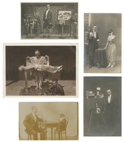 Five RPPCs and a photograph of magicians. Germany, ca. 1910...