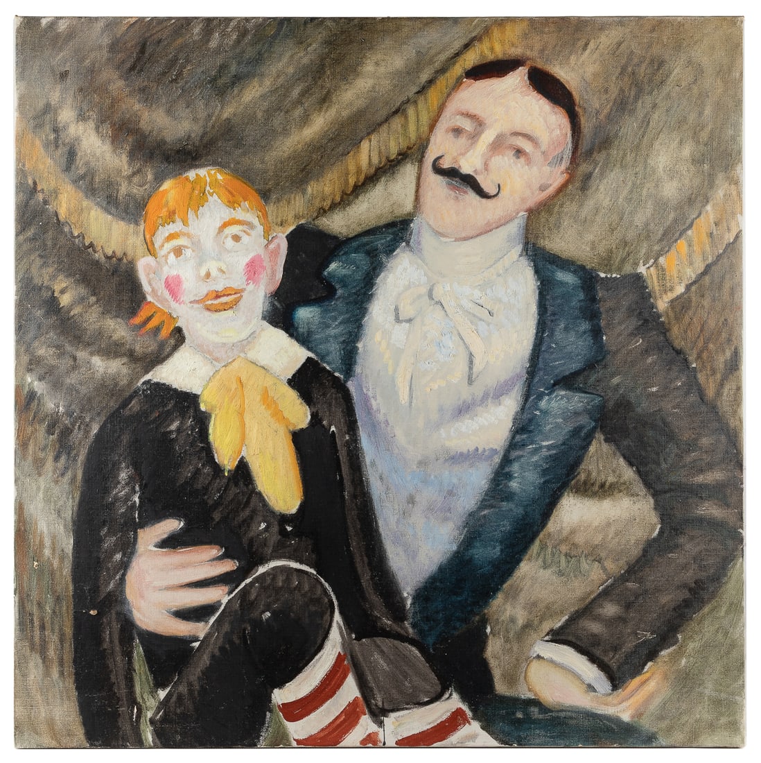 Portrait of a Ventriloquist. Circa mid-20th century. Oil on... (1 of 2)