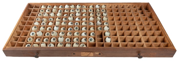 Prosthetic Glass Eye Collection. Circa early 20th century. ...