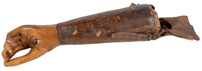 [PROSTHESIS]. Leather and Wood Prosthetic Arm. N.p., late 1...