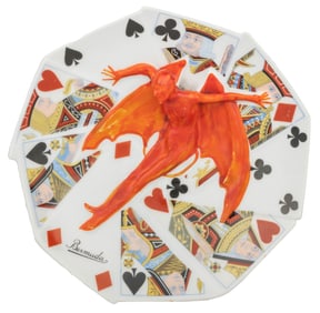 Royal Bayreuth Devil & Cards Candy Dish. With green Royal B...