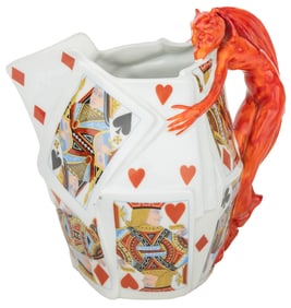 Royal Bayreuth Devil & Cards Pitcher. Green mark. Very good...
