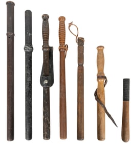 Group of 7 Wooden Police Billy Clubs / Batons. [N.p., ca. 2...