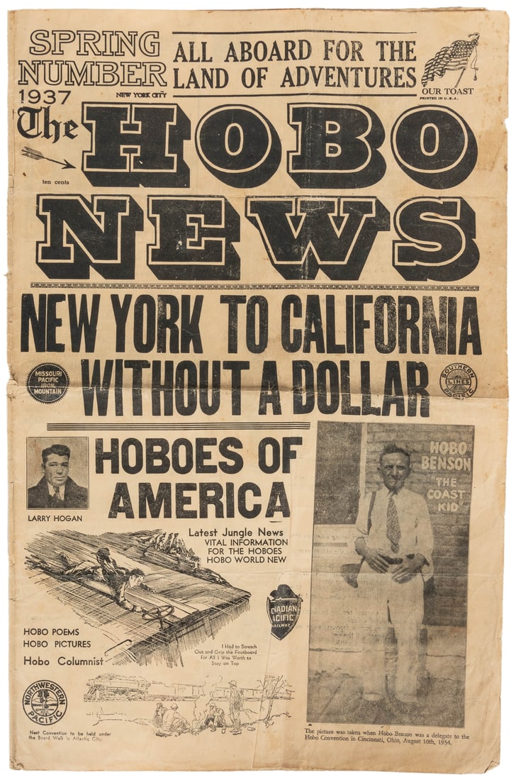 [HOBOS]. The Hobo News. New York, 1937. Spring 1937 Issue. ...: [HOBOS]. The Hobo News. New York, 1937. Spring 1937 Issue. The Hobo News was the second iteration of an early 20th century newspaper, “written by hobos for hobos,” for homeless migrant wor