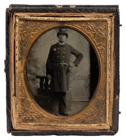 [EARLY PHOTOGRAPHY]. Sixth plate tintype of a policeman. 19...