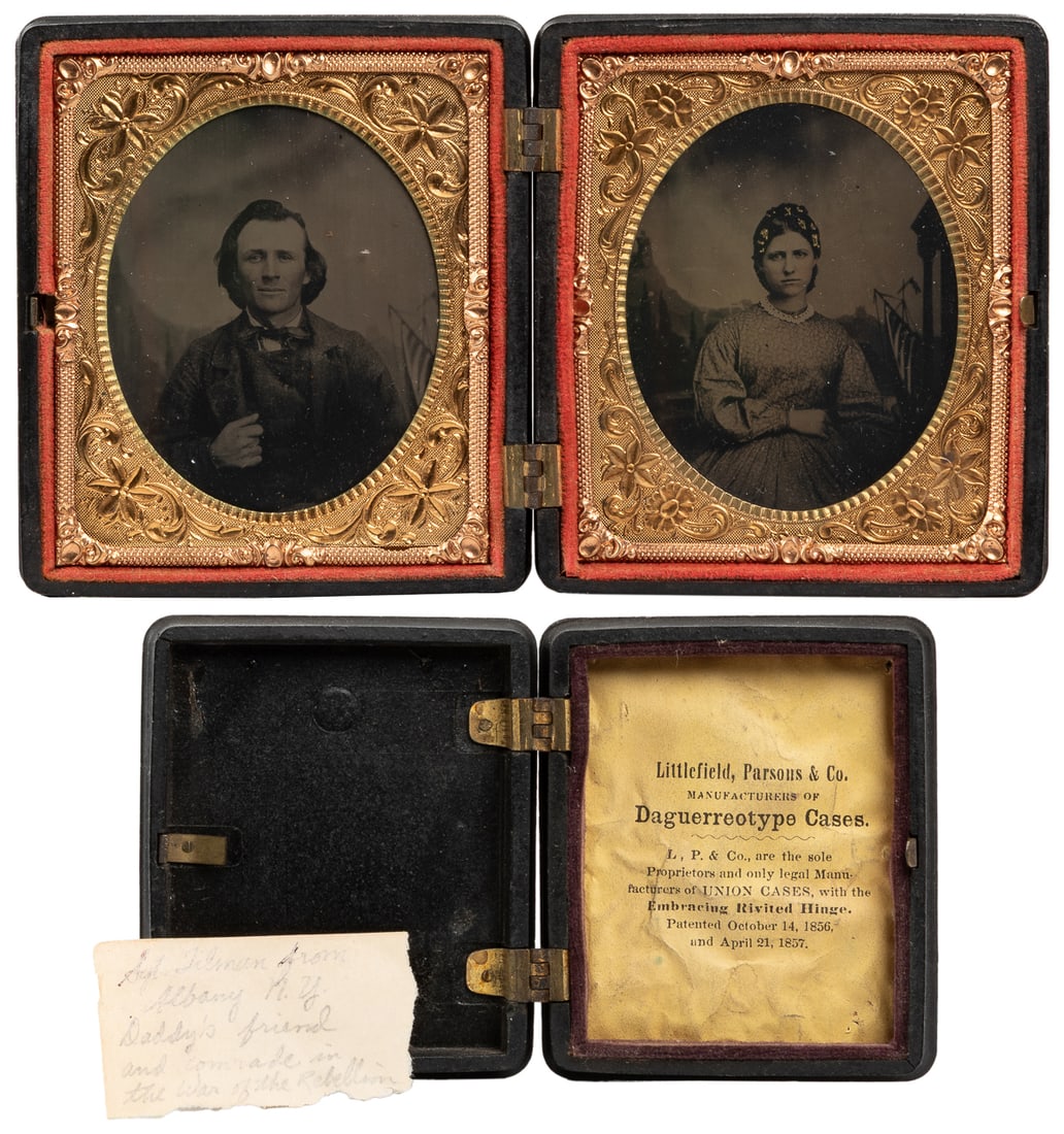 [CIVIL WAR -- PHOTOGRAPHY]. Sixth plate double portrait, wi... (1 of 5)
