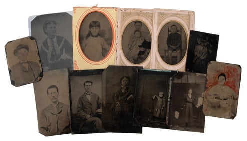 Group of 12 Assorted Tintypes. [N.p., ca. 19th century]. Ti...