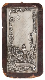 Imperial Russian Silver Embossed Plaque with Scientific and...