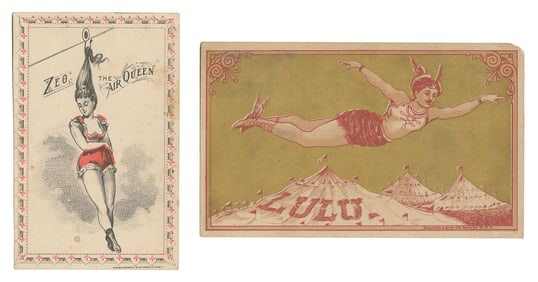 [CIRCUS]. Two Circus Aerialist Trade Cards. NY: Hopcraft & ...