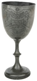 An 1894 Circus Equestrian Engraved Pewter Trophy. Engraved:...