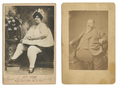 Two cabinet cards of fat people. Circa 1880s-90s. Including...