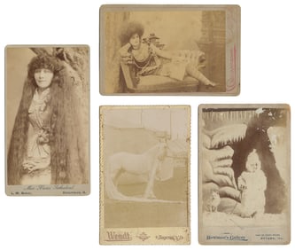 Four cabinet card photographs of sideshow subjects. Circa 1...