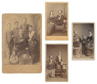 Cabinet photo and three CDVs of Eli Bowen, “The Legless Won...