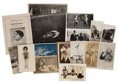 [SIDESHOW]. Group of 15 pitch cards, postcards, and a bookl...