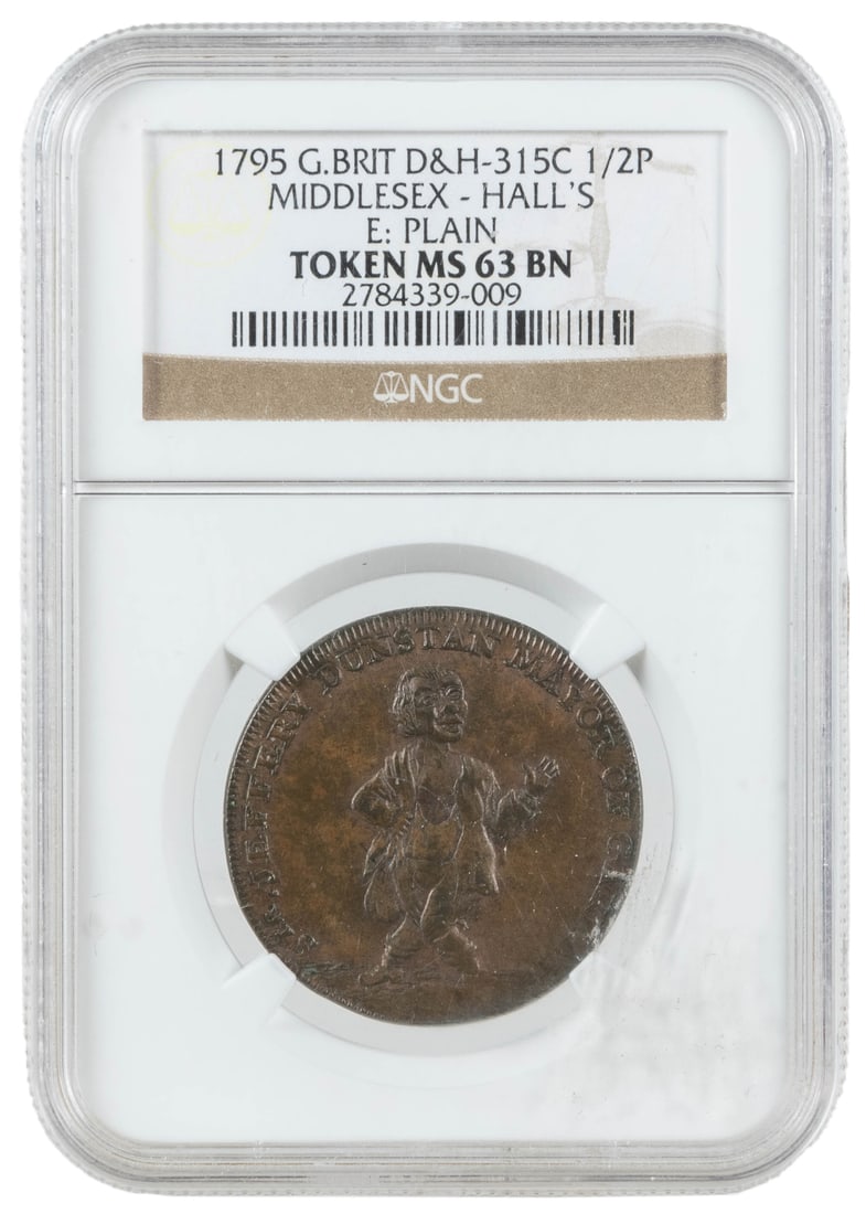 Two 18th century curiosities halfpenny tokens. Including: 1... (1 of 4)