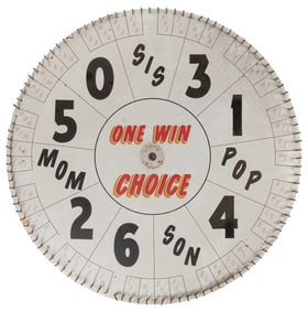 Carnival Game Wheel. Circa mid-20th century. Painted wooden...