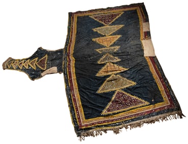 Circus Elephant Blanket. 20th century. Multiple old patches...