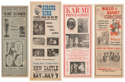 Collection of sideshow and circus posters and ephemera. Inc...