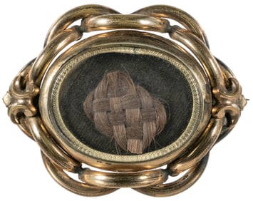 Reversible Victorian Hair Art Mourning Brooch. 19th century...