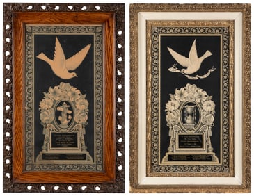 [FUNERALIA]. Two Framed Memorial Lithographs. U.S, late 19t...