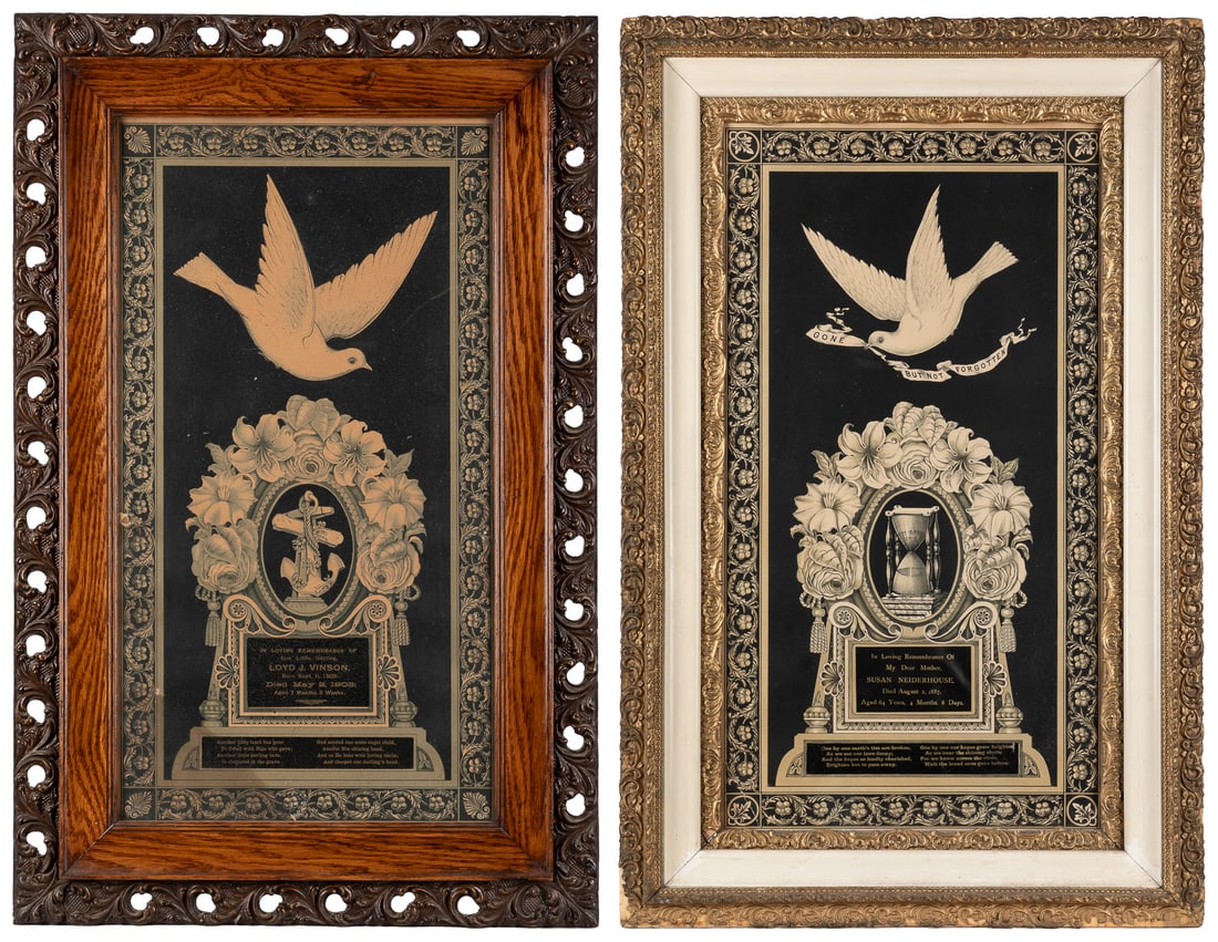 [FUNERALIA]. Two Framed Memorial Lithographs. U.S, late 19t... (1 of 4)