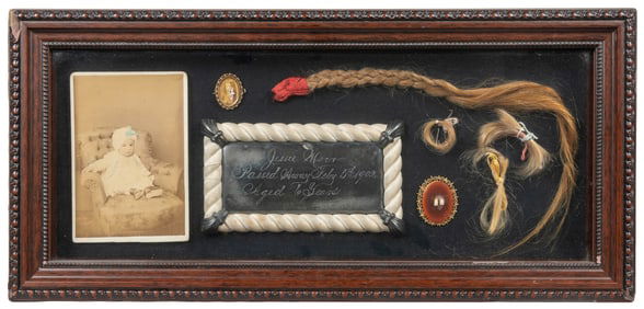 [FUNERALIA]. Antique Adolescent Mourning Shadow Box. United...