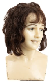 Male Life-Like Wax Head. N.p., early to mid...
