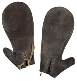 Fraternal Clown Mitts. Leather with fabric laces. Worn in a...