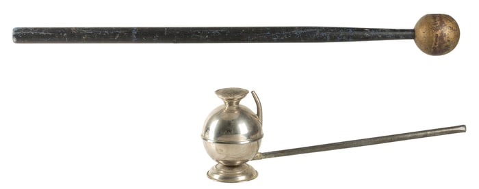 Conductor Prop and Flash Torch, Two Items. Painted wood and...
