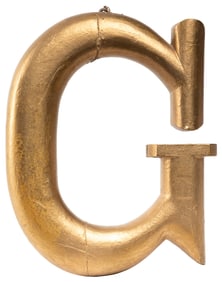 Masonic “G”. Circa 1880. Carved wood and gold paint. The “G...