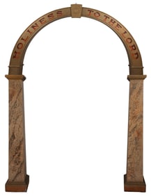 Masonic Arch. Circa 1890s. Carved and painted wood with fau...