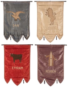 Four Masonic Royal Arch Banners. Circa 1920s. Embroidery on...