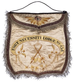Odd Fellows Apron. (I.O.O.F.). Circa 1870. Hand painted sil...