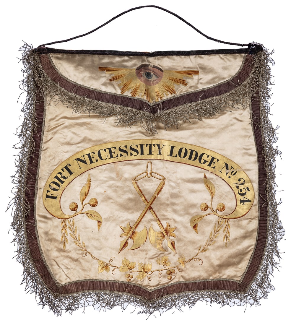 Odd Fellows Apron. (I.O.O.F.). Circa 1870. Hand painted sil... (1 of 1)