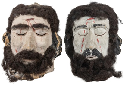 Pair of Odd Fellows Papier-mâché Goliath Heads with Eyes Cl...