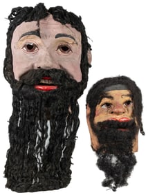 Pair of Odd Fellows Papier-mâché Goliath Heads. (I.O.O.F.)....