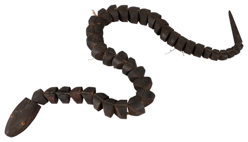Odd Fellows Carved and Articulated Wooden Snake. (I.O.O.F.)...